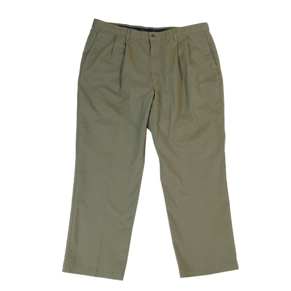 Dockers Chino Pants Men 44x30 Khaki No Wrinkle Twill Pleated Cotton Regular Fit